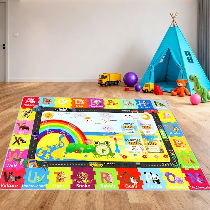 CLAILEIRS ABC Mats for Floor Babies 39×59 Inch, Soft Alphabet Floor Mat, Non-Slip Educational Learning Rug, Washable Letter Carpet for Daycare & Home - Image 1